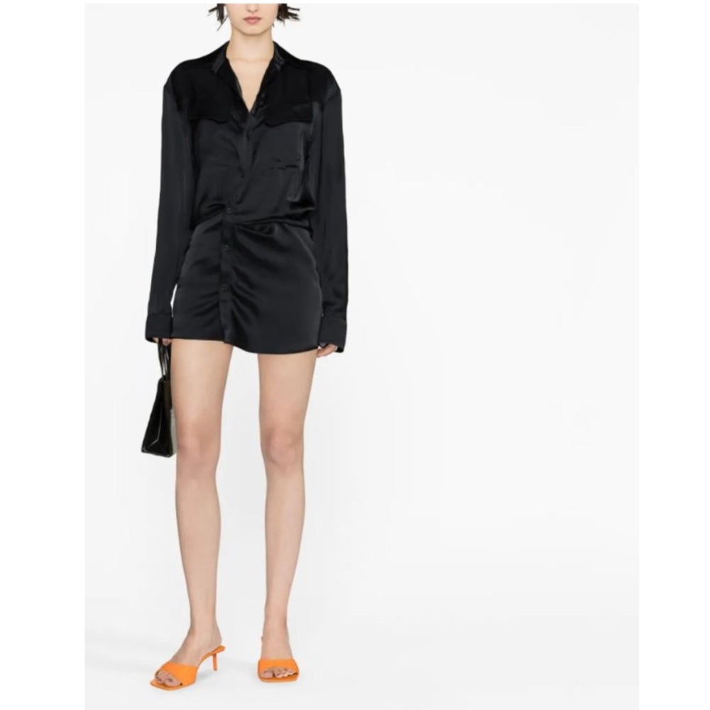 Off-White Black Satin Twist T-Shirt Dress
